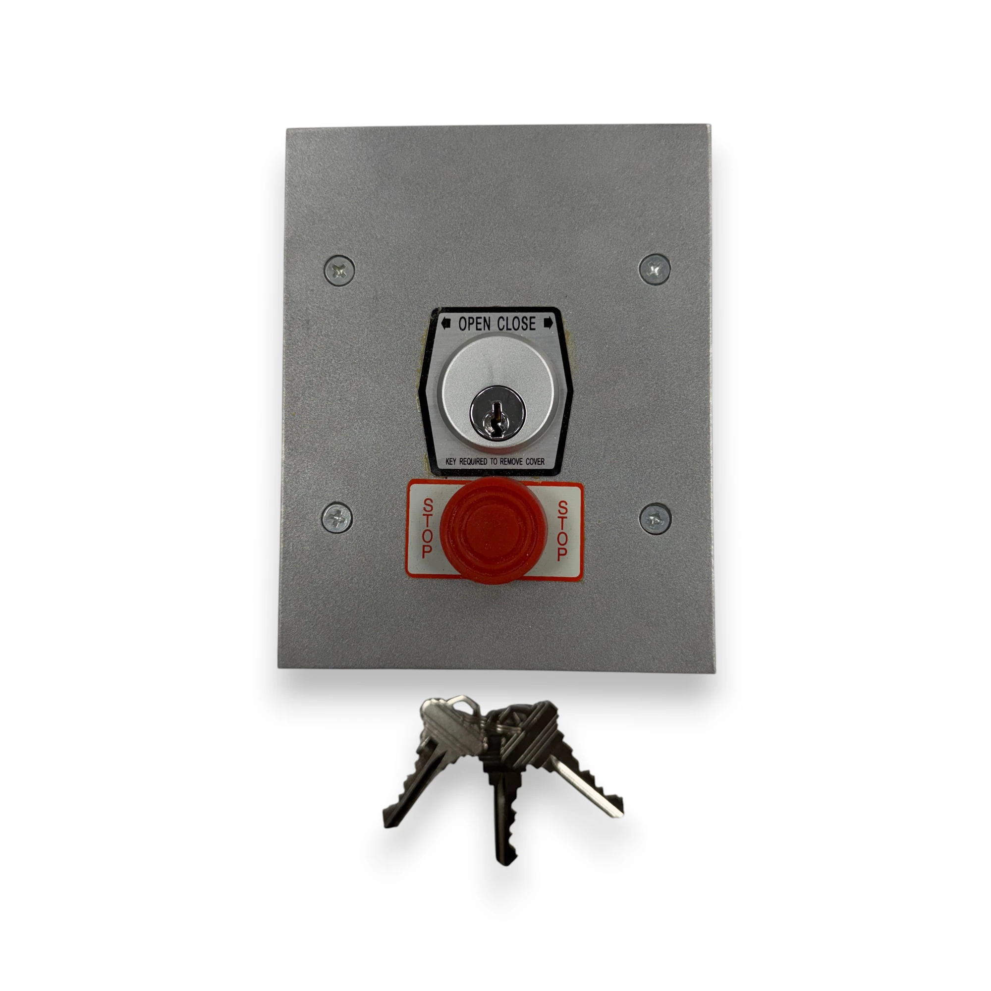 Flush mount keyswitch with stop for commercial door operator systems