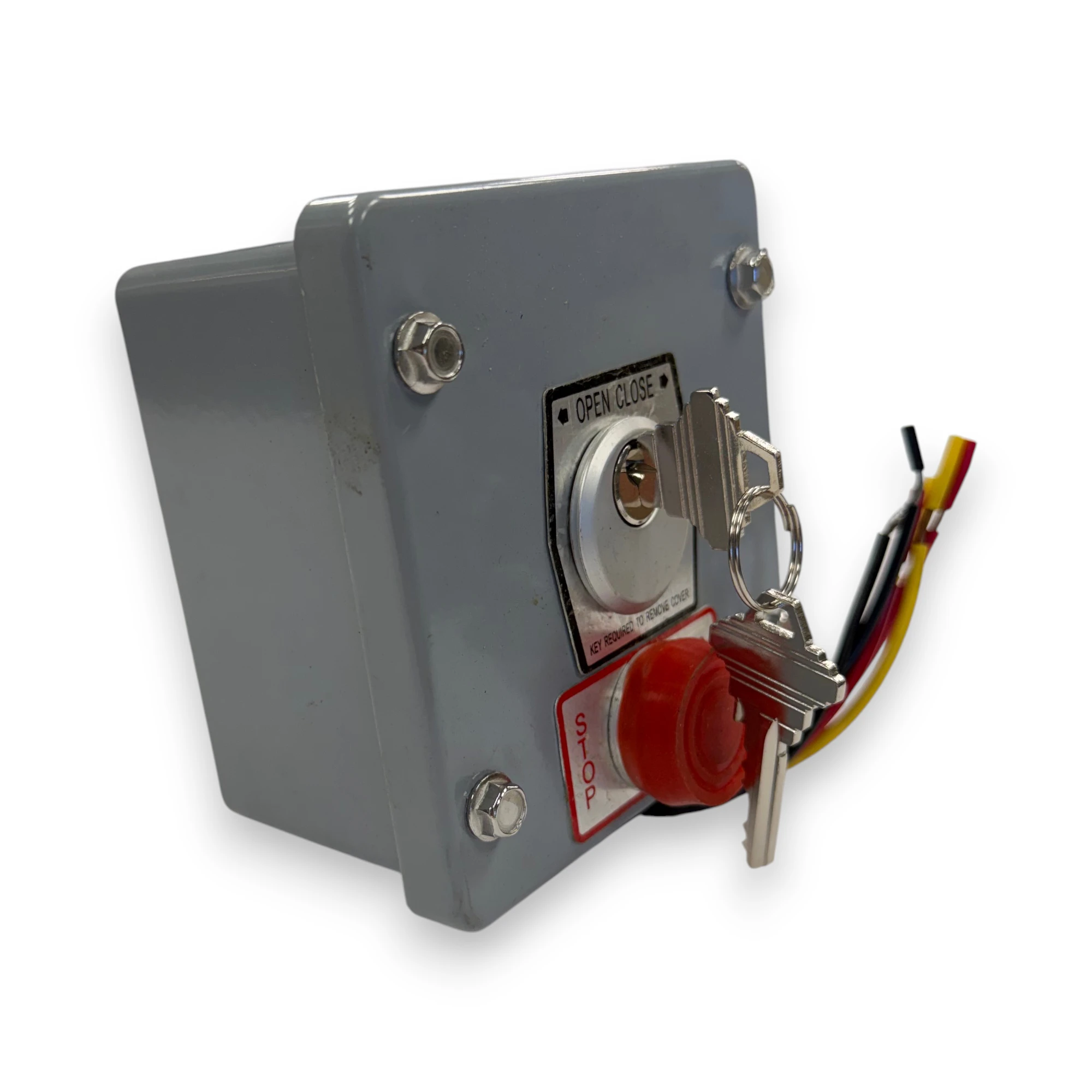 Surface mount keyswitch with stop for commercial door operator systems