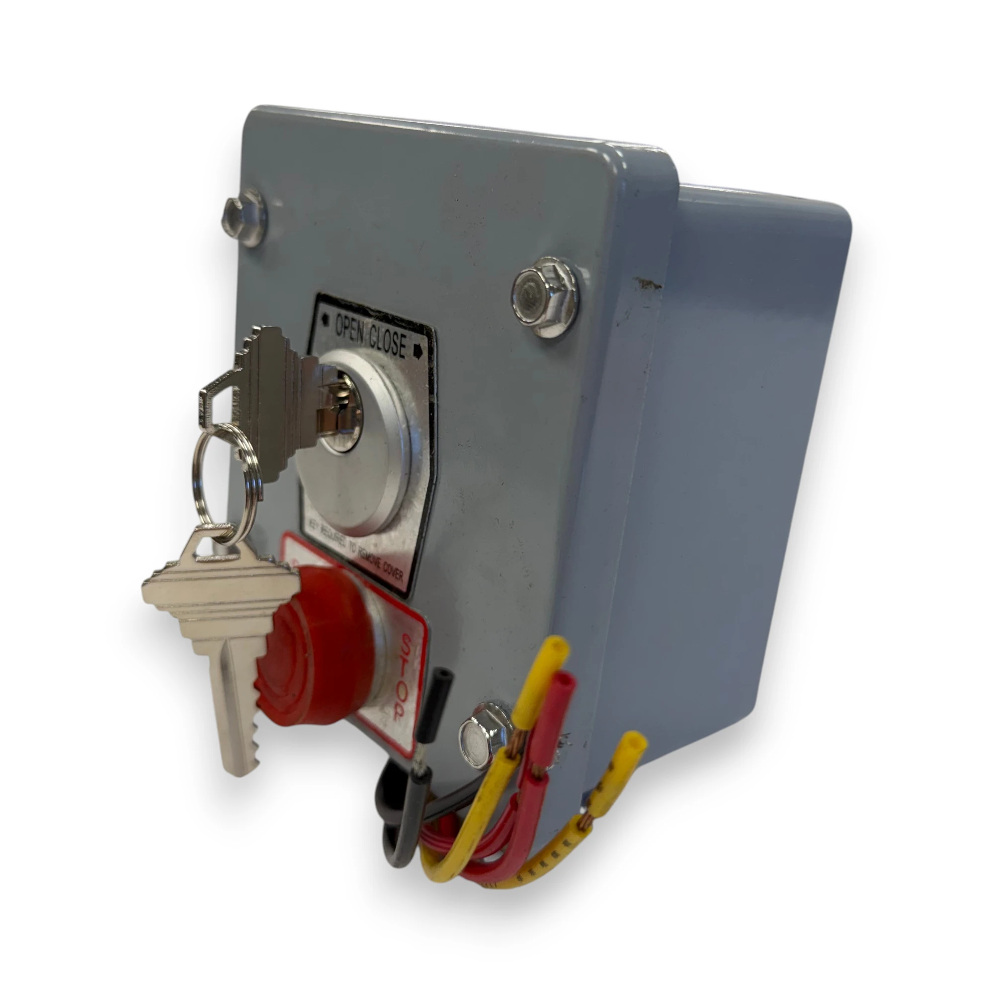Surface mount keyswitch with stop for commercial door operator systems