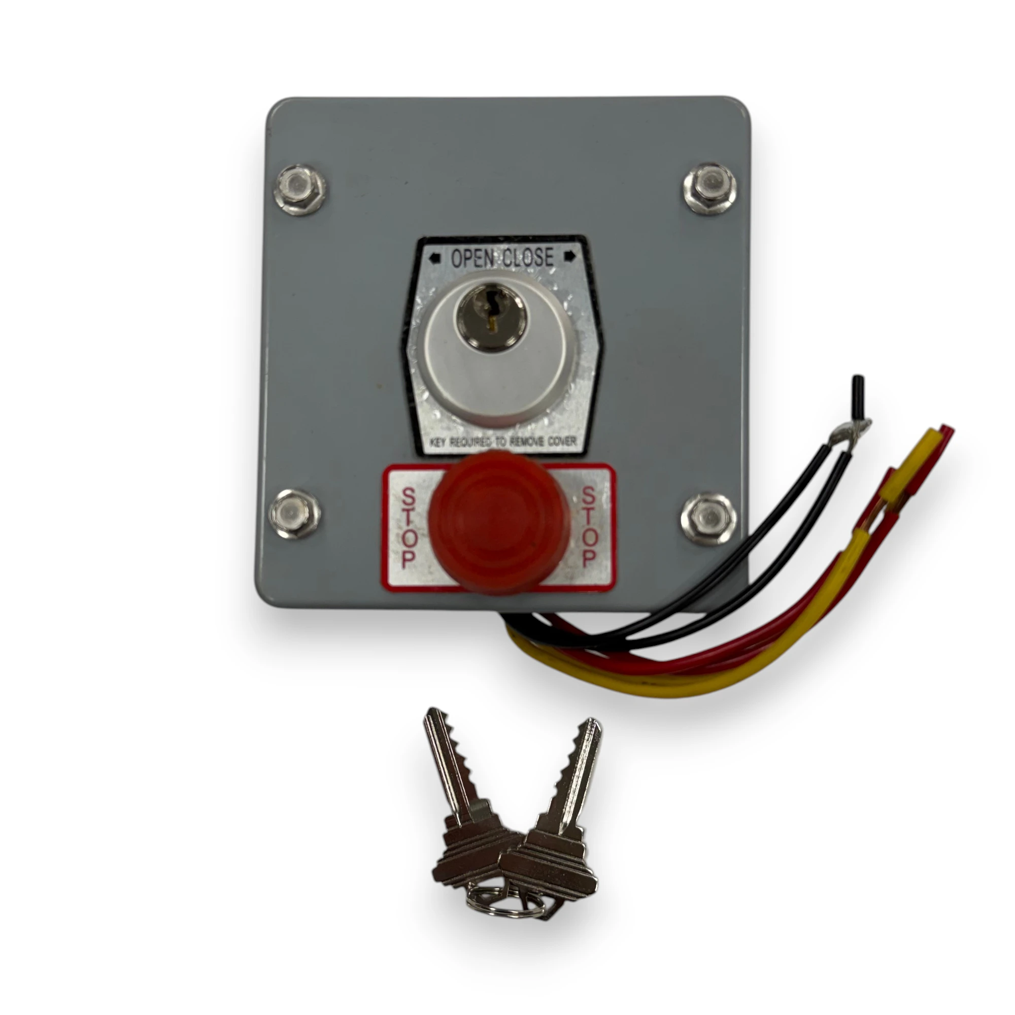 Surface mount keyswitch with stop for commercial door operator systems